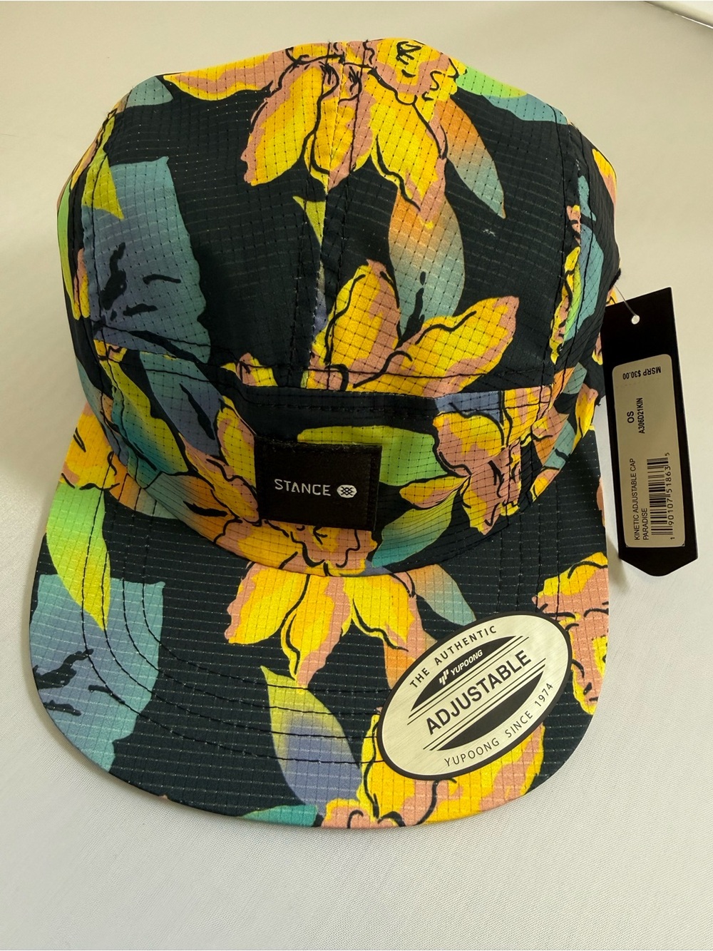 Stance Kinetic 5 Panel Adjustable Cap Paradise OS Running Hiking Walking Hat NWT